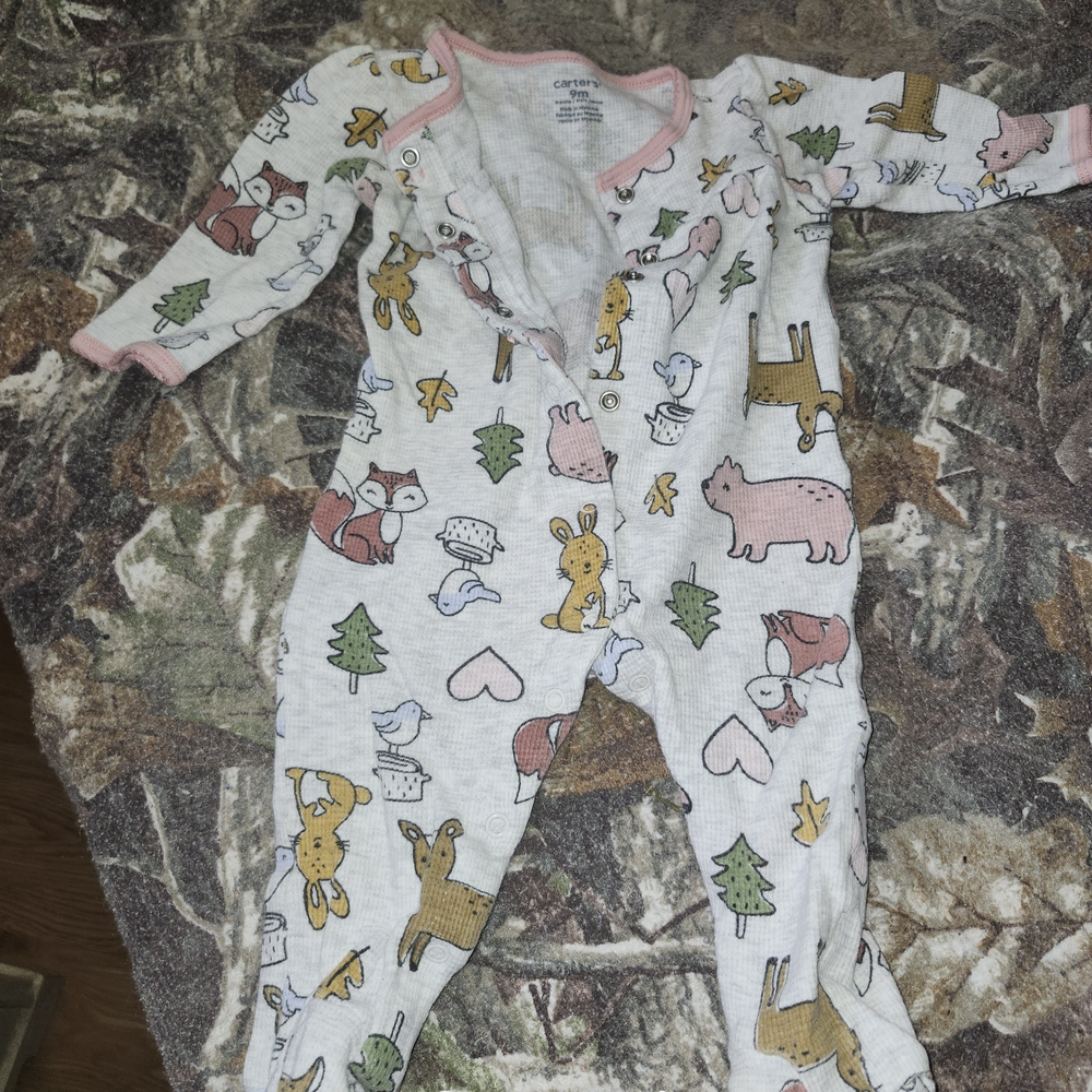 Carter's White Animal Print Footie